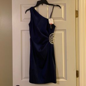 NWT One Shoulder Navy Dress